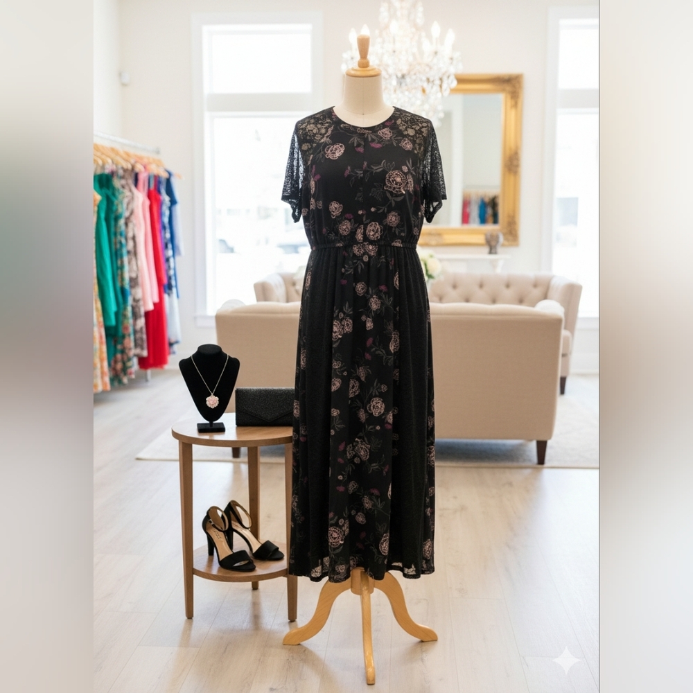 torrid Black Floral Lace Maxi Dress